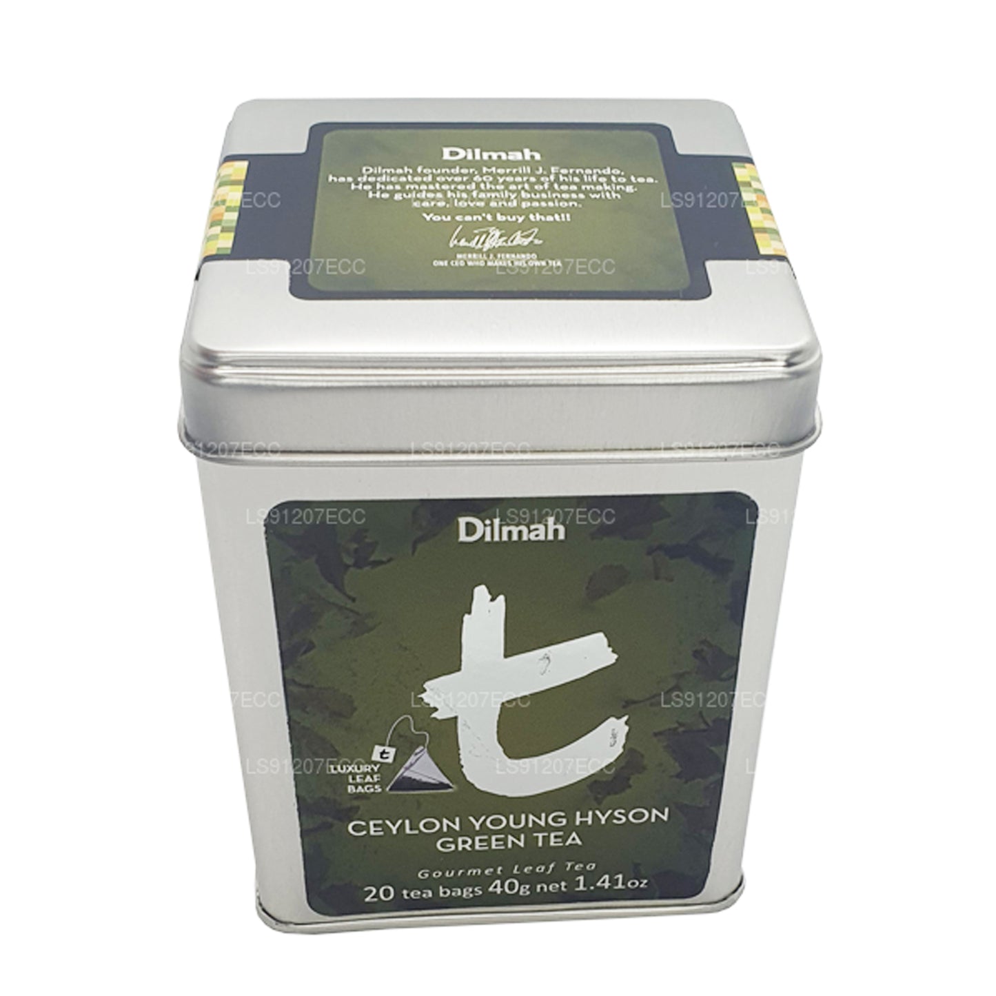 Thé vert Dilmah Ceylan Young Hyson de la série T (40 g) 20 sachets de thé