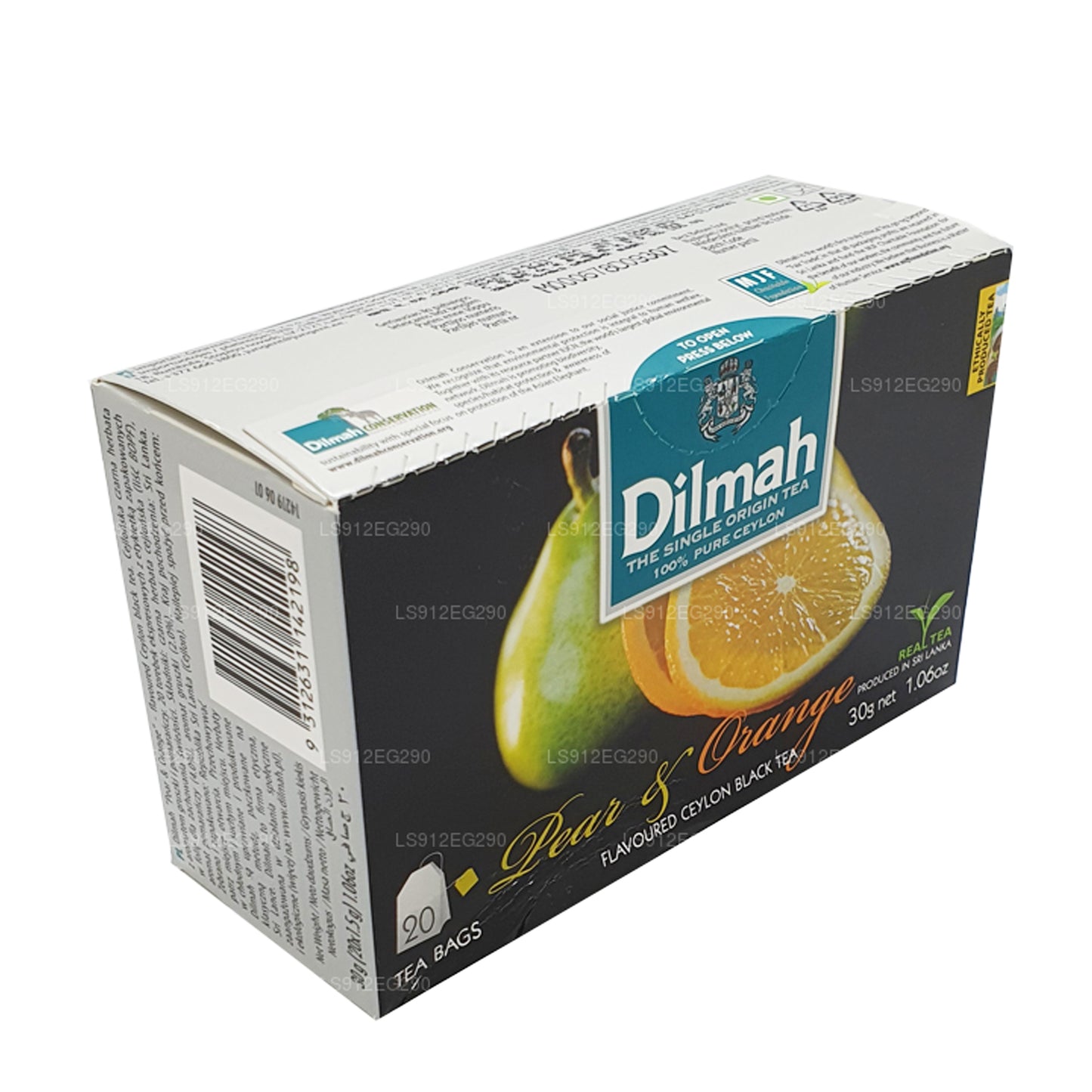 Thé noir de Ceylan aromatisé à la poire et à l'orange Dilmah (30g) 20 sachets de thé