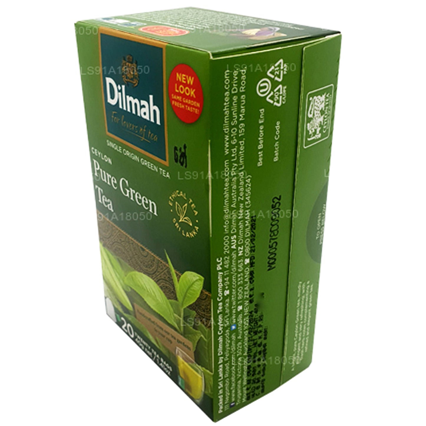 Thé vert Dilmah Pure Ceylan (40 g) 20 sachets de thé
