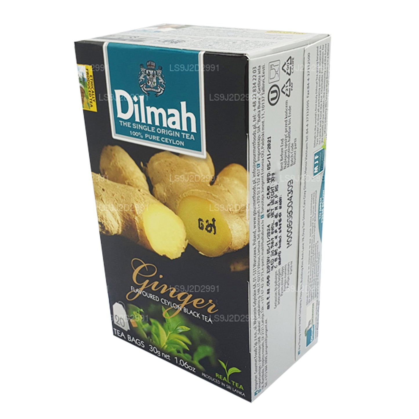 Thé noir aromatisé au gingembre Dilmah (30g) 20 sachets de thé