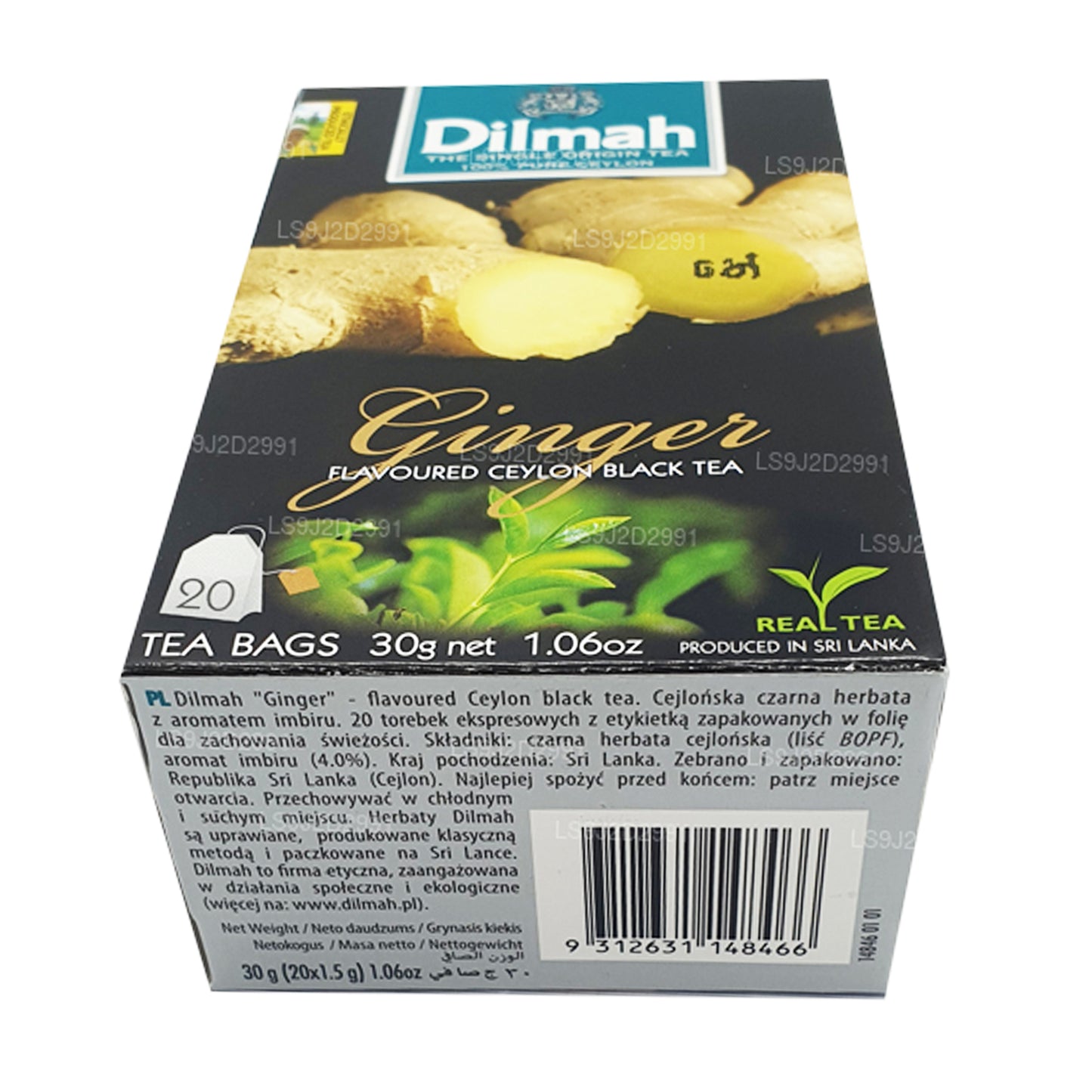 Thé noir aromatisé au gingembre Dilmah (30g) 20 sachets de thé