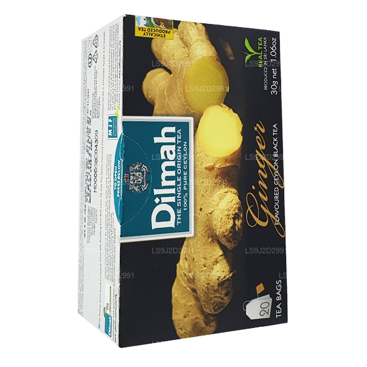 Thé noir aromatisé au gingembre Dilmah (30g) 20 sachets de thé