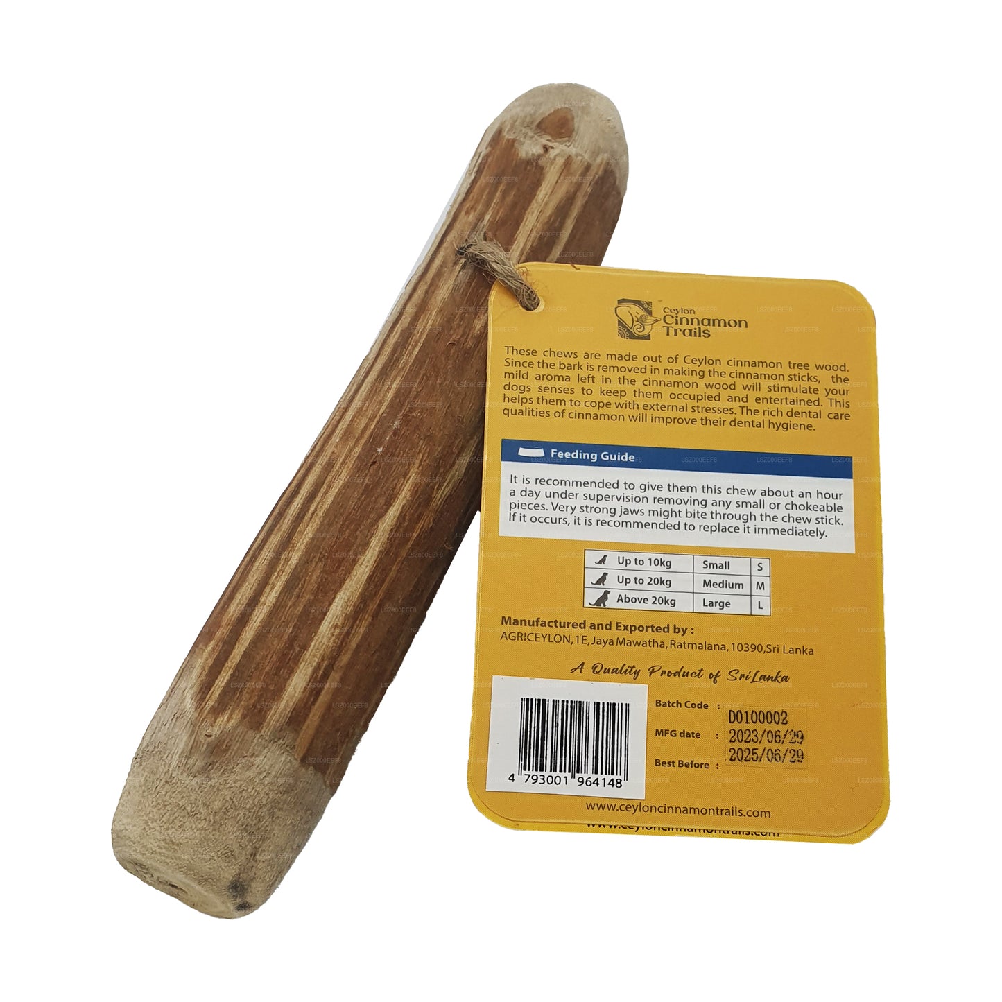 Petit produit à mâcher en bois de cannelle Ceylon Cinnamon Trails pour chiens