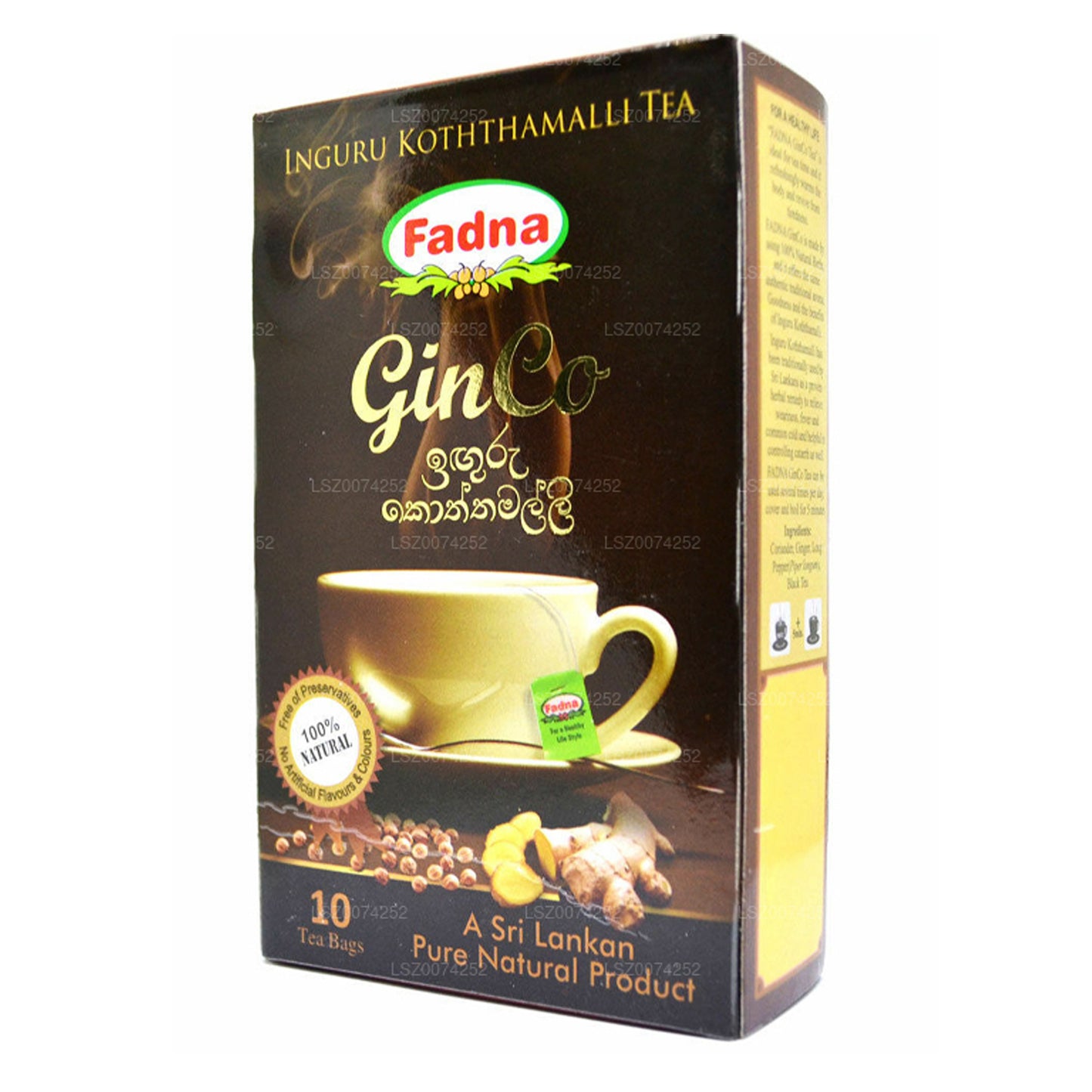 Thé aromatisé au gingembre et à la coriandre Fadna (20 g) 10 sachets de thé