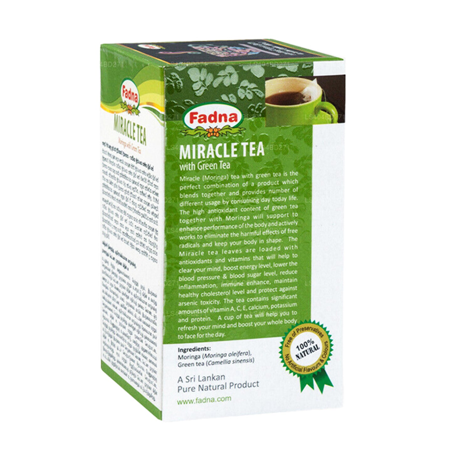 Fadna Miracle Tea Moringa avec thé vert (40 g) 20 sachets de thé