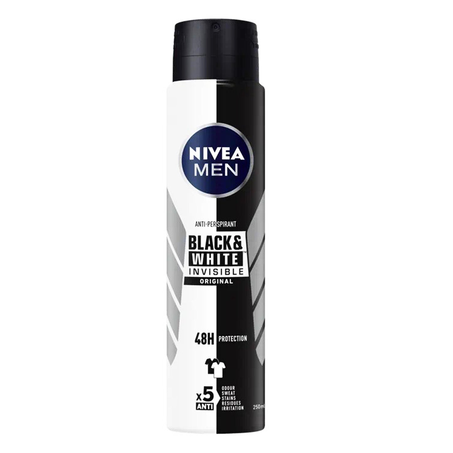 Déodorant noir et blanc Nivea Invisible pour homme (250 ml)