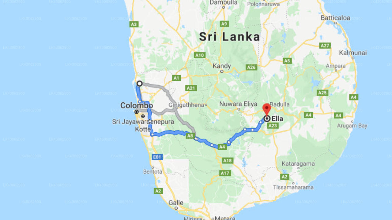 Transfer between Colombo Airport (CMB) and Ella Resort, Ella