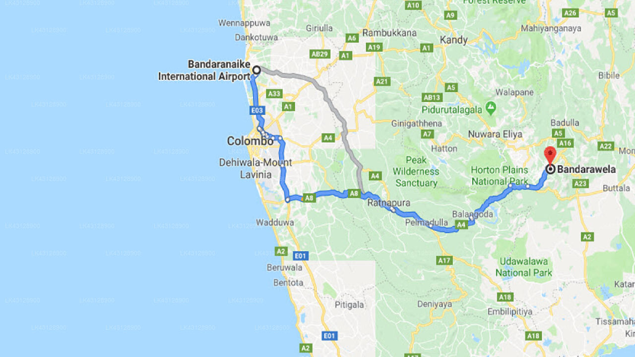 Transfer between Colombo Airport (CMB) and National Holiday Resort - Bandarawela, Bandarawela