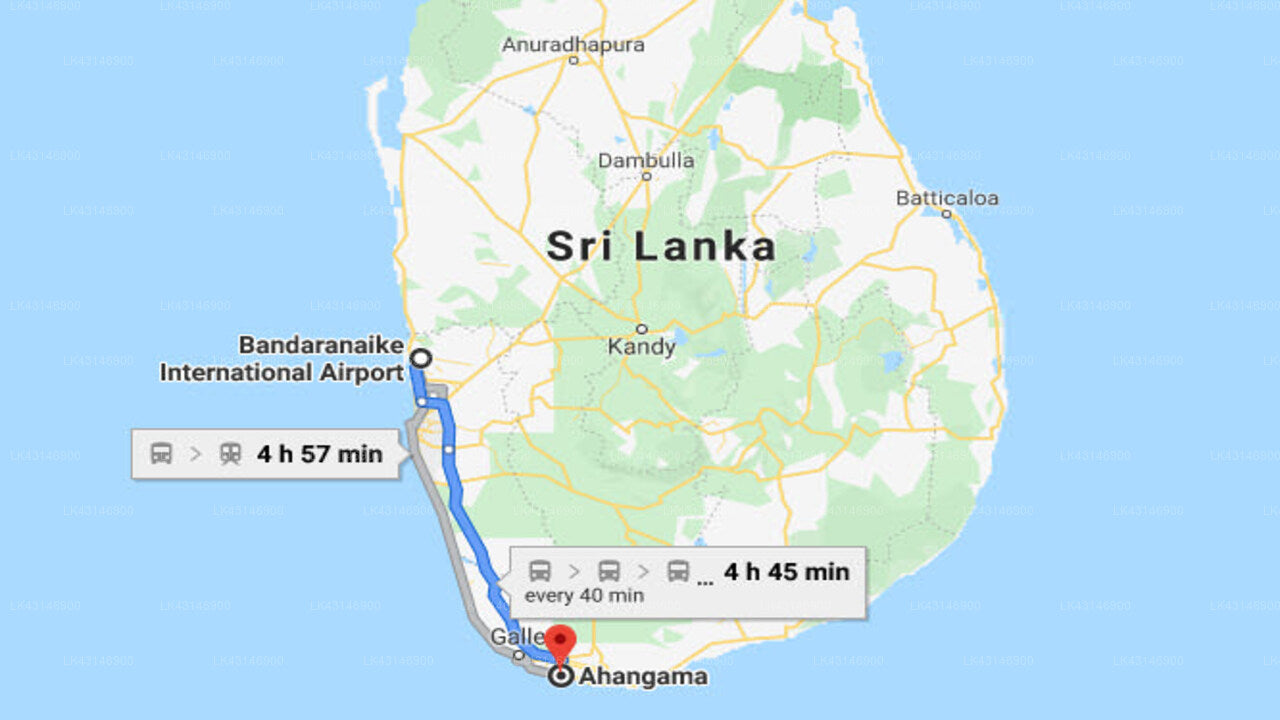 Transfer between Colombo (CMB) Airport and Indisch, Ahangama