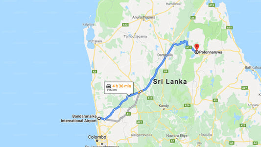 Transfer between Colombo Airport (CMB) and Hotel Lake Park, Polonnaruwa