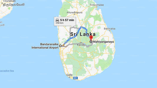 Transfer between Colombo Airport (CMB) and Wewdiya Holiday Home, Mahiyanganaya