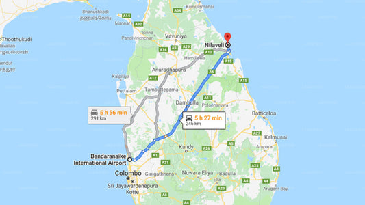 Transfer between Colombo Airport (CMB) and Cardamon Hotel, Nilaveli