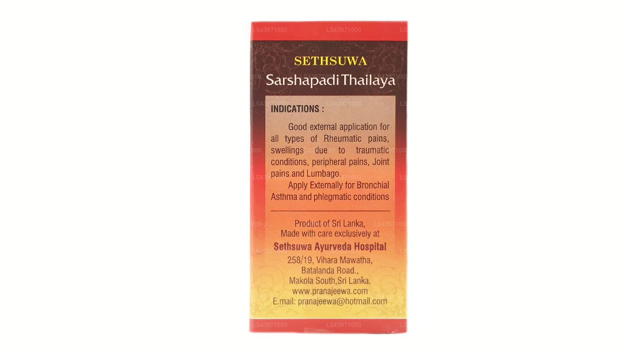 Huile de sarshapadi Sethsuwa (60 ml)