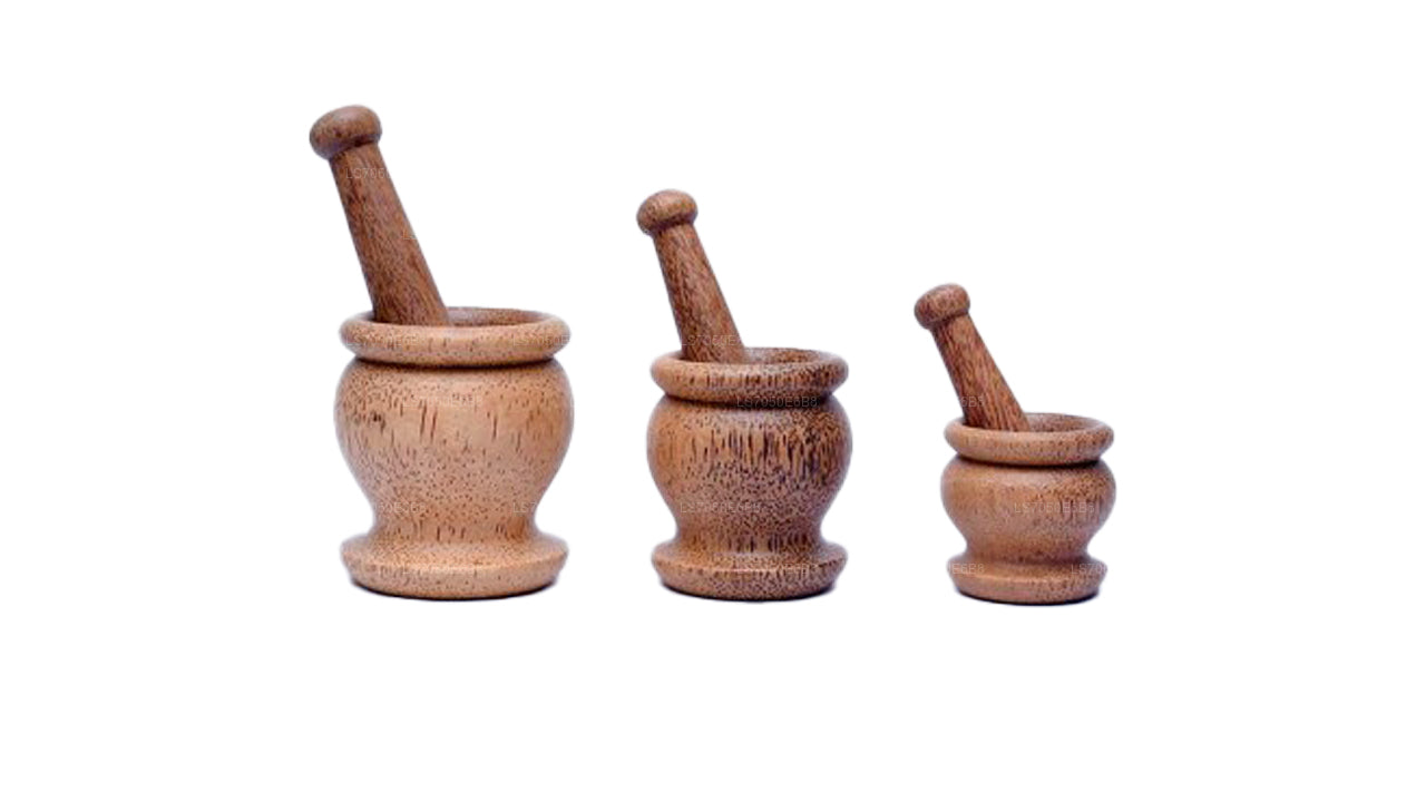 Motar et pilon en bois Lakpura (Wangediya) Hauteur (8 cm)