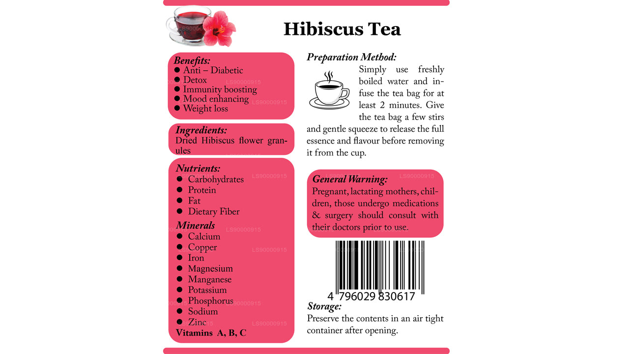 Thé aux fleurs d'hibiscus Lifetone (30 g)