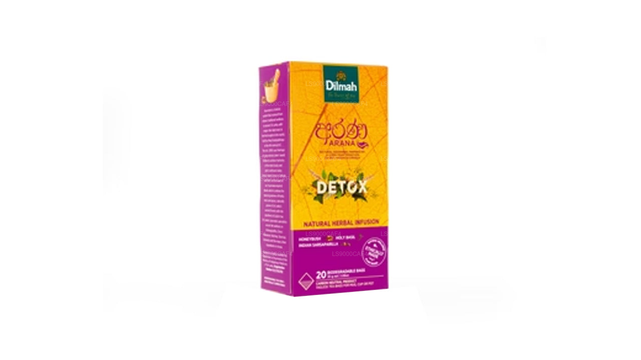 Infusion naturelle à base de plantes Dilmah Arana Detox (20 sachets de thé sans étiquette)