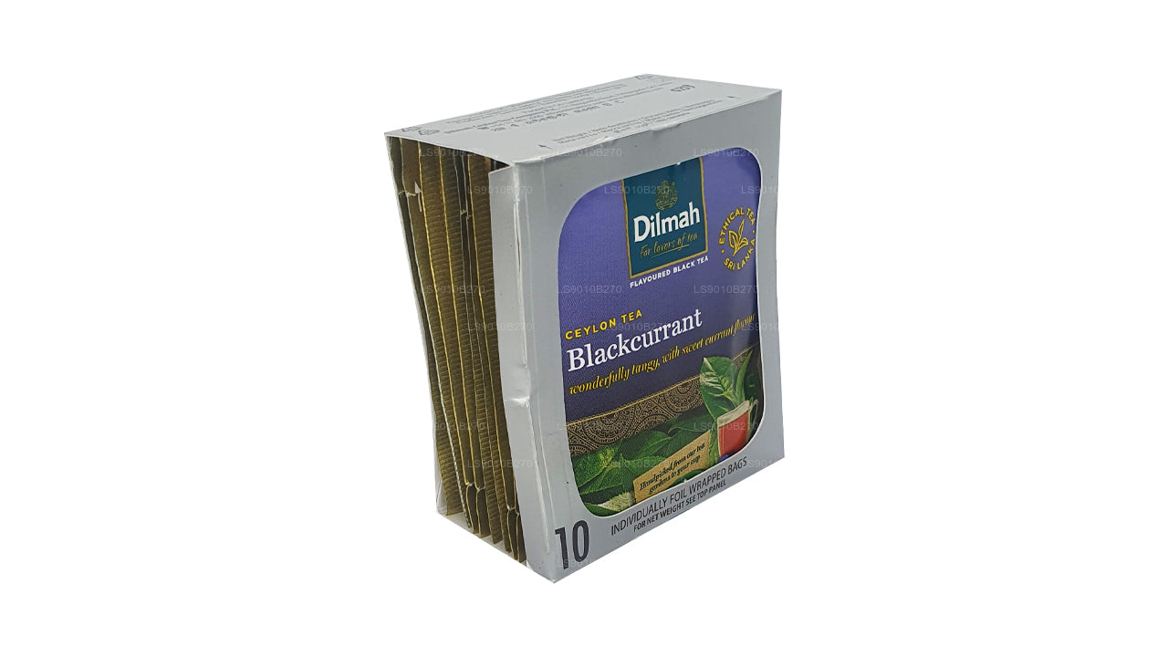 Thé Dilmah Blackcurrent (20 g) 10 sachets de thé emballés individuellement dans du papier aluminium