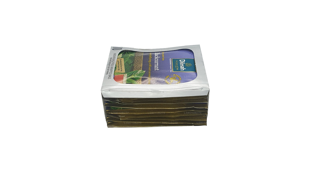 Thé Dilmah Blackcurrent (20 g) 10 sachets de thé emballés individuellement dans du papier aluminium