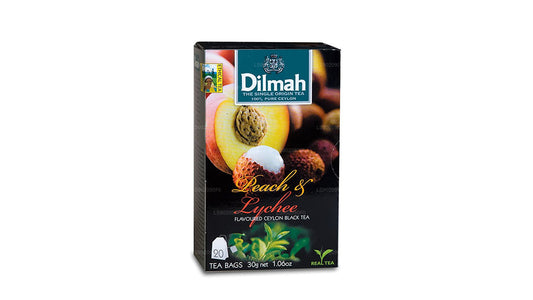 Thé aromatisé à la pêche et au litchi Dilmah (30g) 20 sachets de thé