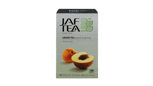 Jaf Tea Pure Green Collection Thé vert pêche et abricot (40 g) 20 sachets de thé