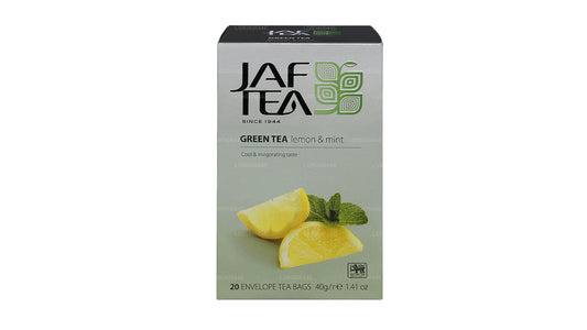 Sachets de thé enveloppés en aluminium au citron vert et à la menthe de la collection Jaf Tea Pure Green (40 g)