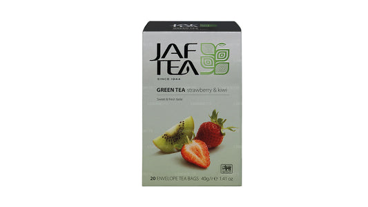 Jaf Tea Pure Green Collection Thé vert à la fraise et au kiwi (40g) 20 sachets de thé