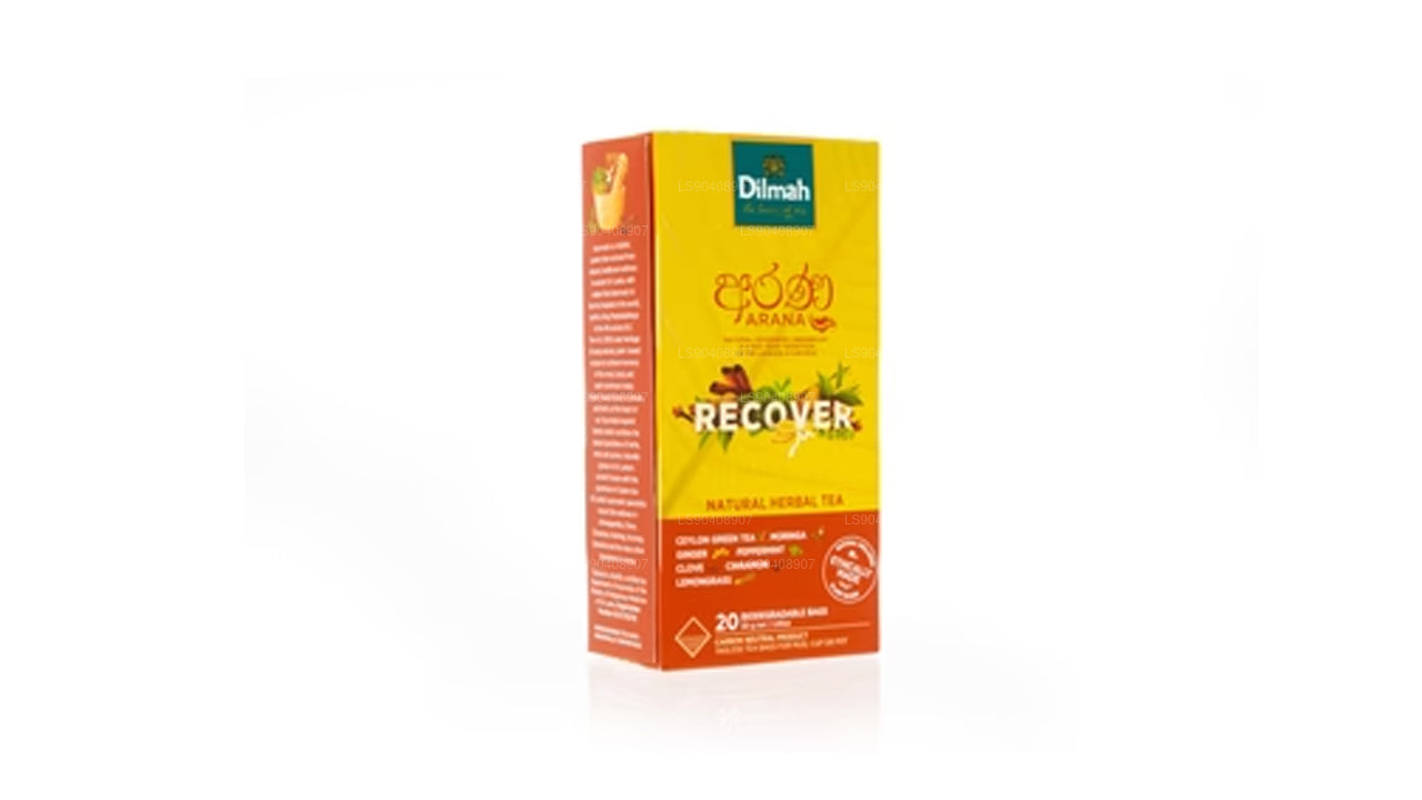 Thé vert aux herbes naturel Dilmah Arana Recover (20 sachets de thé sans étiquette)