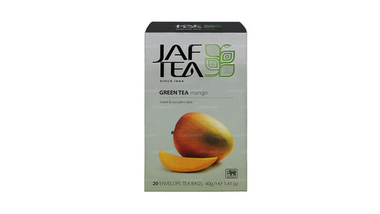 Sachets de thé enveloppés en aluminium à la mangue de la collection Jaf Tea Pure Green Collection (40 g)