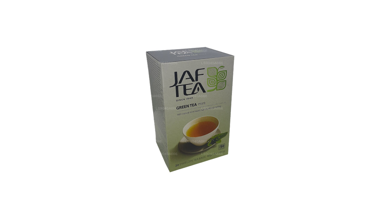 Sachets de thé en aluminium à la menthe de la collection Jaf Tea Pure Green Collection (40 g)