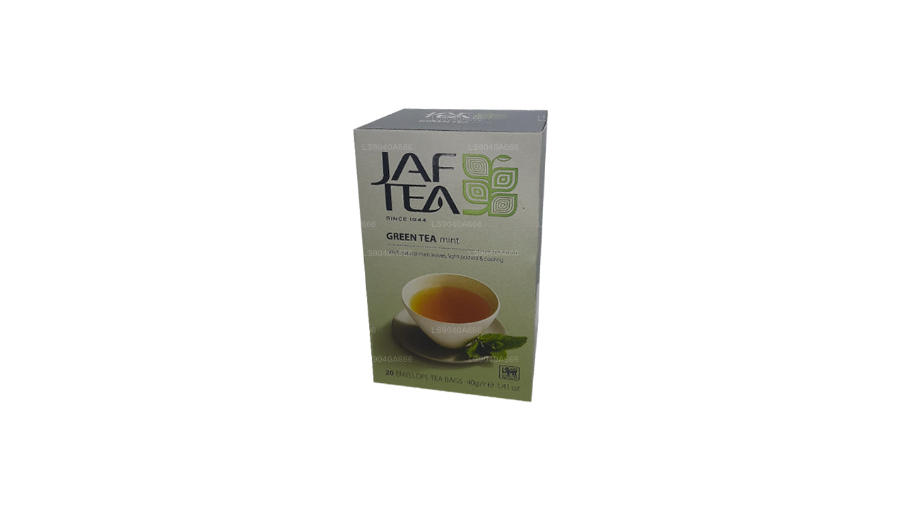 Sachets de thé en aluminium à la menthe de la collection Jaf Tea Pure Green Collection (40 g)